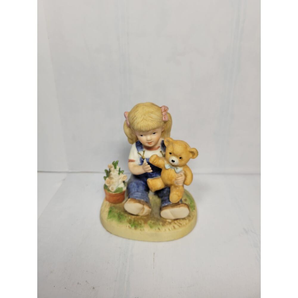 Vintage Denim Days, Homco Figurine 1504  Debbie After Morning Chores